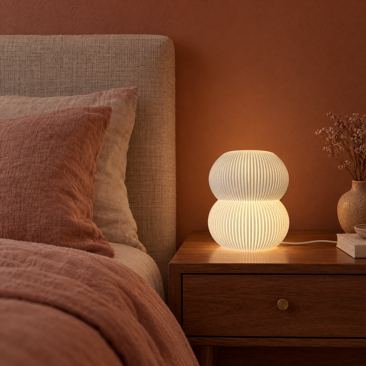 PLUMP fönsterlampa i vitt – ombonat sovrum