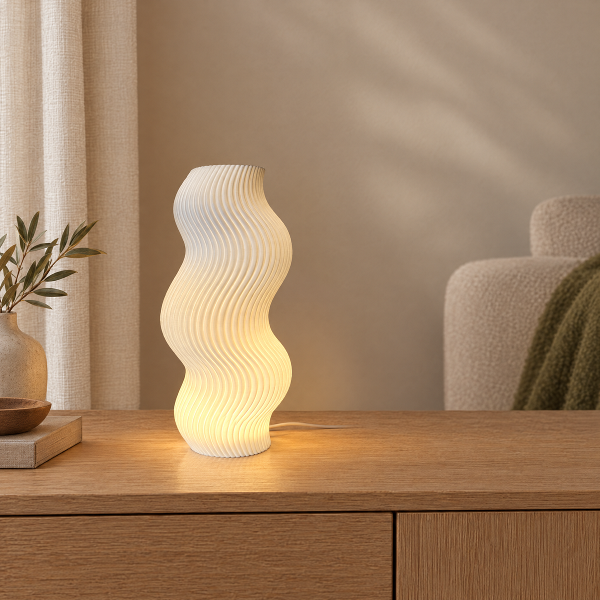 VOBBEL bordslampa i vitt – skandinaviskt vardagsrum